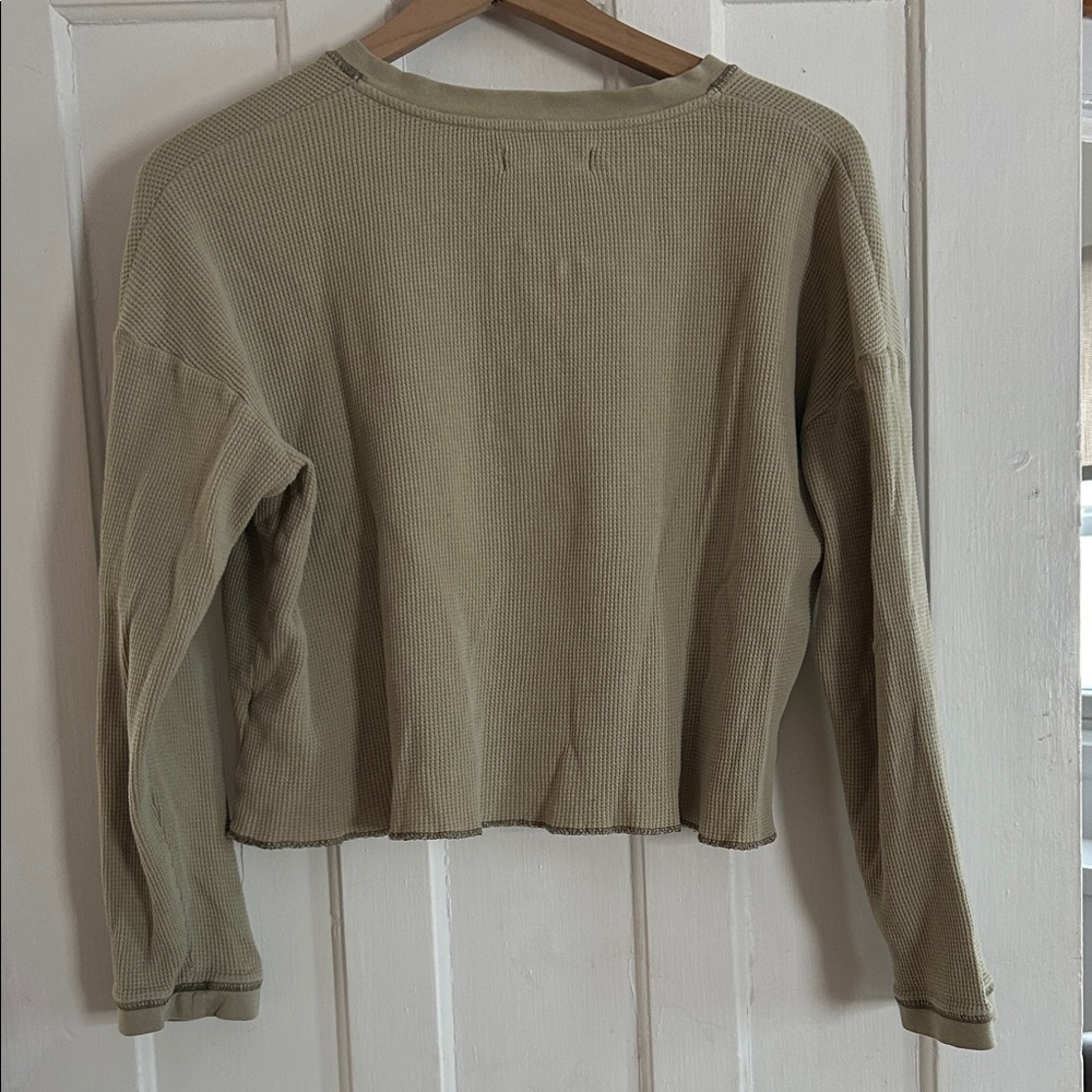 Everlane Sage Waffle Cropped Henley - Picture 3 of 3